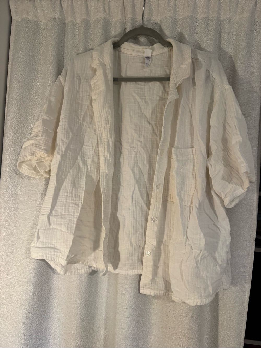 Stars Above Lightweight White Gauze Button-Up Shirt